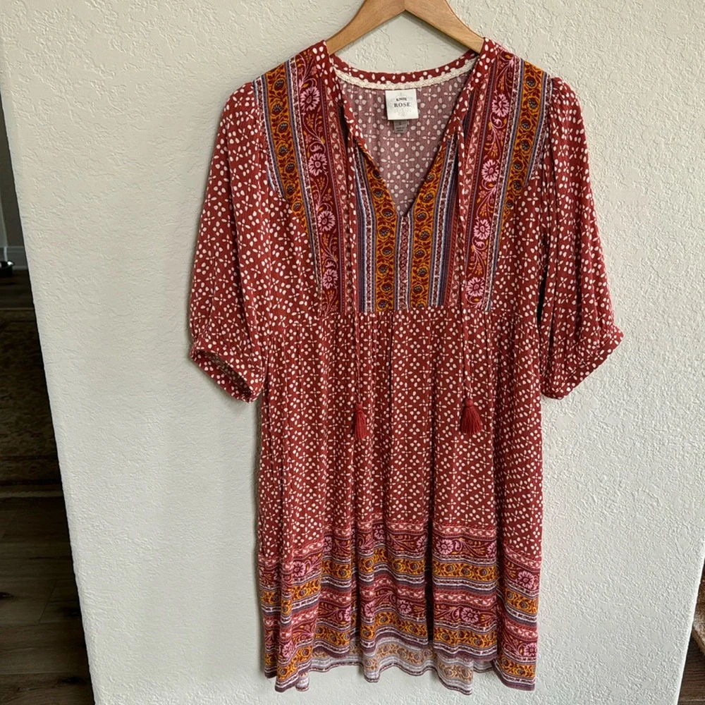 Boho tunic Dress with tassel tie - Picture 2 of 7